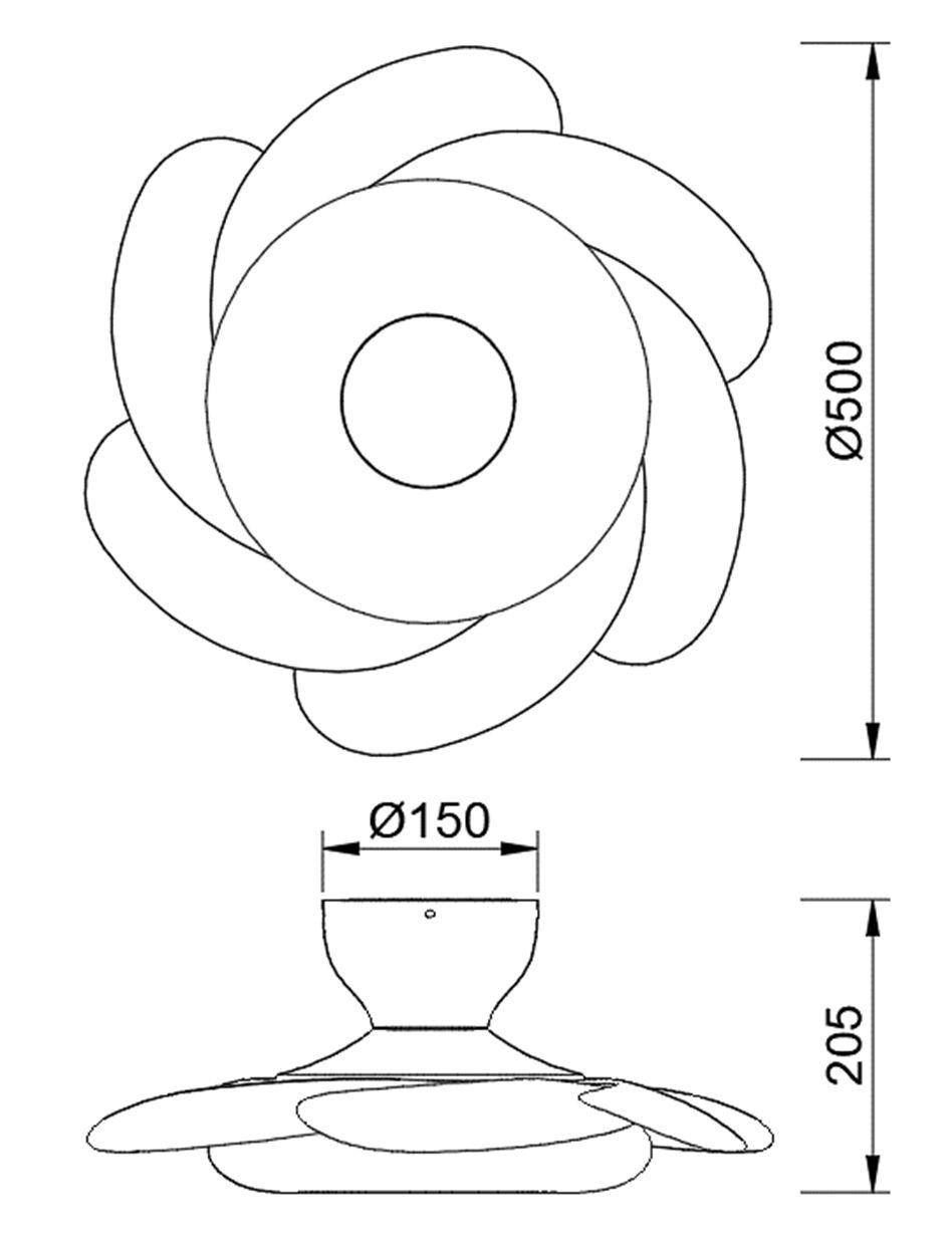 Mantra Flower Himmennettävä LED Tuuletinvalaisin ø50-79cm