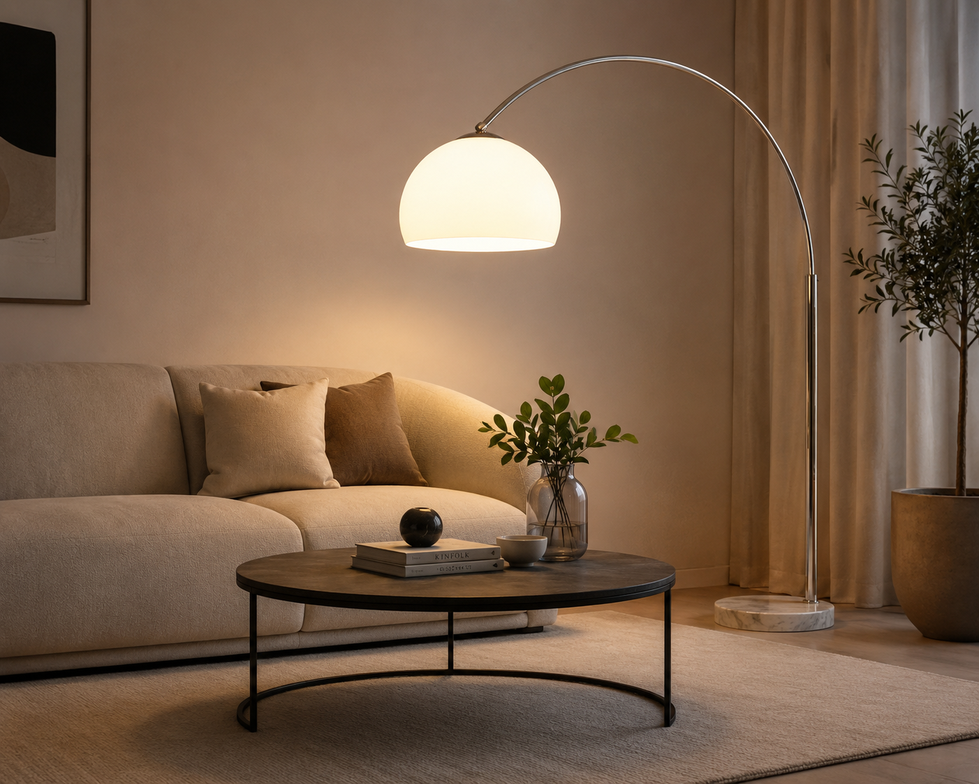 Iso Led-himmennettävä Kaarivalaisin Kivijalustalla AT-Valaisin