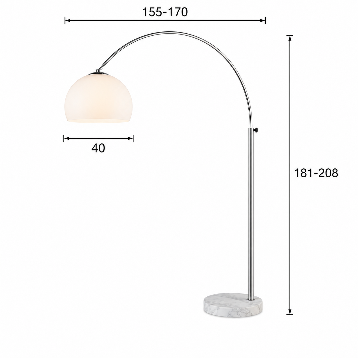 Iso Led-himmennettävä Kaarivalaisin Kivijalustalla AT-Valaisin
