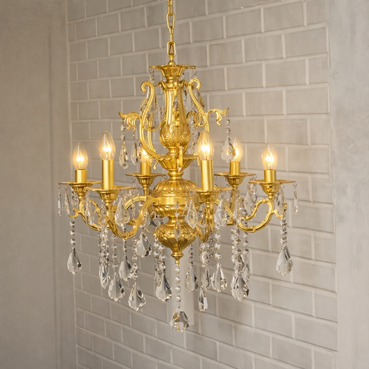 Aurelia Kristallikruunu 6-lamppuinen Kulta 45 cm